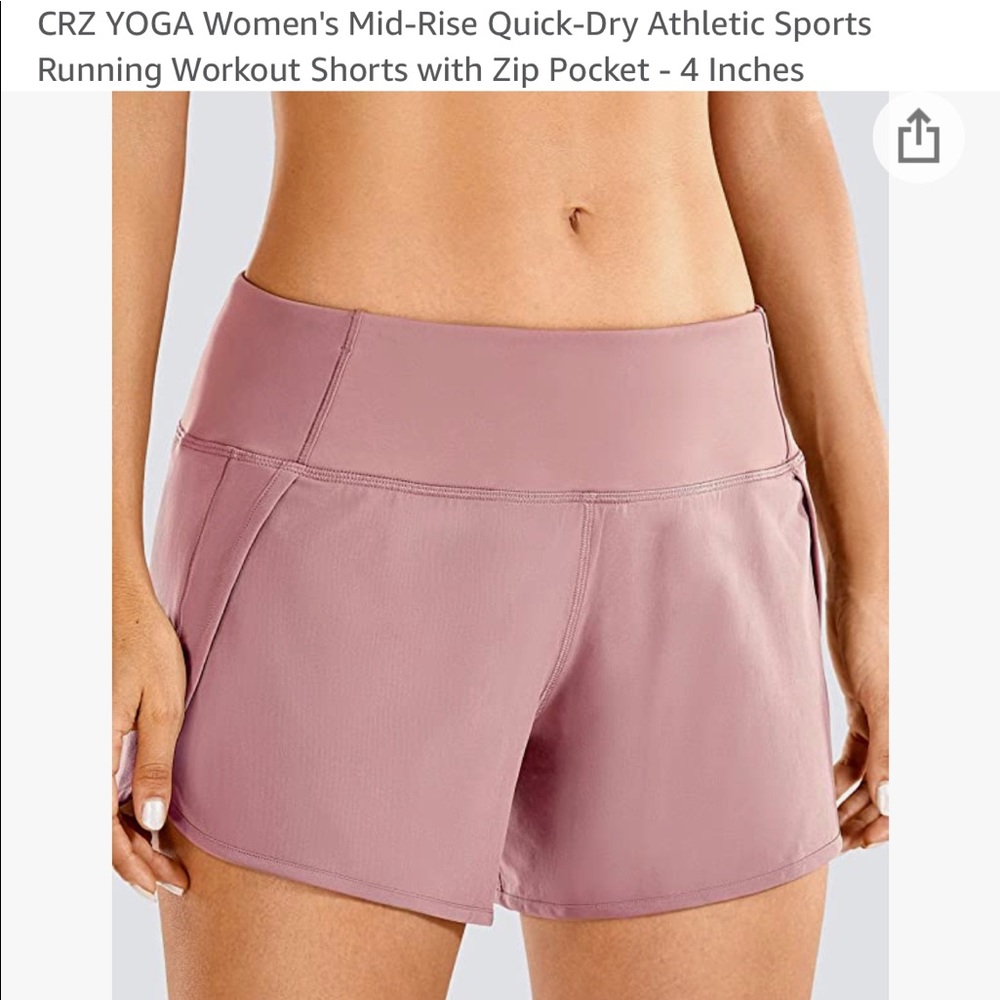 CRZ Yoga running shorts, pale pink